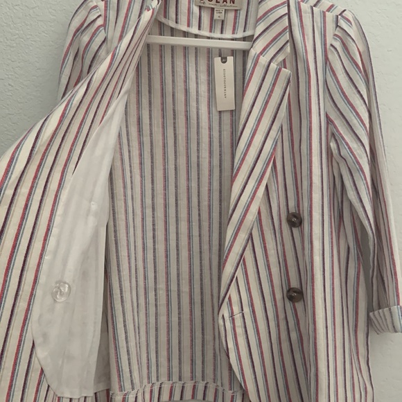 NWT Striped linen white blazer Anthropology. - Picture 3 of 5